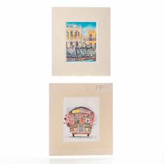 TWO PRINTS BY AGUSTIN GAINZA, SCENES OF LIFE IN CUBA