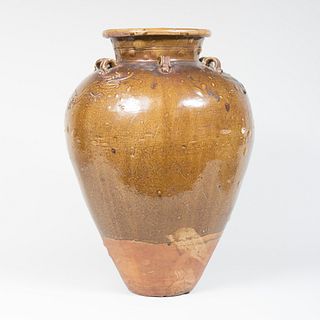Large Thai Earthenware Brown Glazed Jar