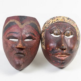 Two Indonesian Painted Wood Masks
