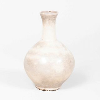White-Glazed Pottery Wine Bottle, Probably Korean