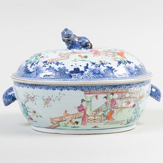 Chinese Export Famille Rose Porcelain Soup Tureen and Cover
