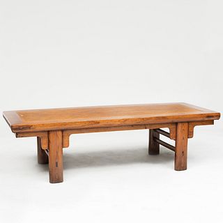 Chinese Hardwood and Woven Reed Low Table