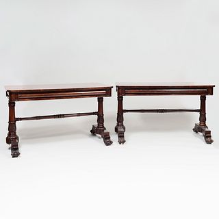 Pair of William IV Carved Mahogany Library Tables