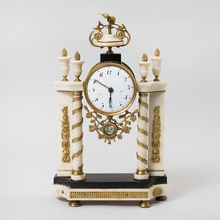 Louis XVI Style Gilt-Metal-Mounted Marble Mantle Clock