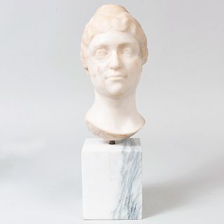 Roman Style White Marble Portrait Bust of a Woman, After the Antique