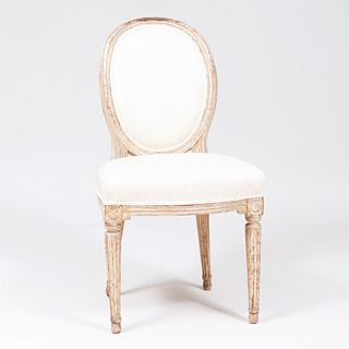 Louis XVI White Painted Beechwood Chaise en Cabriolet