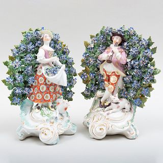 Pair of Chelsea Porcelain Bocage Figures of a Shepherd and Shepherdess