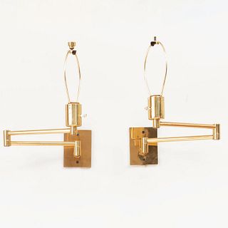 Pair of Brass Swing Arm Hansen Lamps