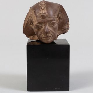 Egyptian Style Carved Stone Head of a Pharaoh