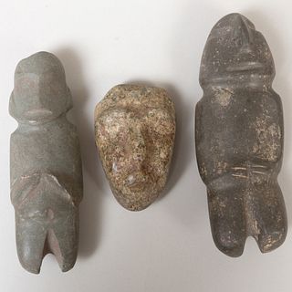 Two Mezcala Style Stone Figures and a Stone Mask
