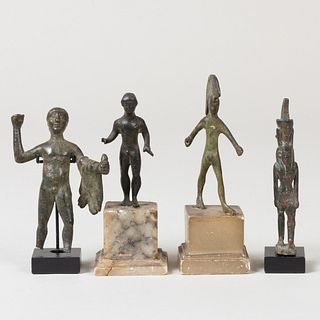 Group of Four Luristan and Egyptian Style Bronze Figures