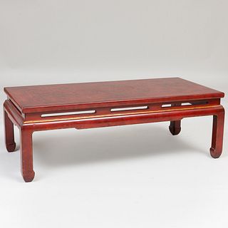 Chinese Export Red Lacquer and Parcel-Gilt Low Table