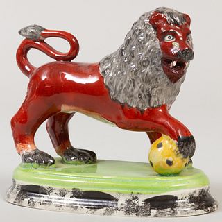 Staffordshire Pottery Model of a Red Lion