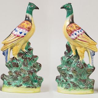 Pair of Staffordshire Pottery Models of Pheasants