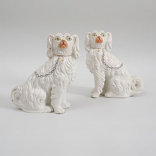 Pair of Staffordshire Figures of Seated Spaniels