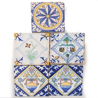 Four Delft Polychrome Tiles