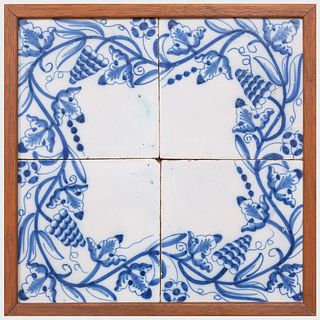 Four Framed Sets of Blue and White Delft Tiles