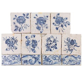Group of Eleven Delft Blue and White Tiles