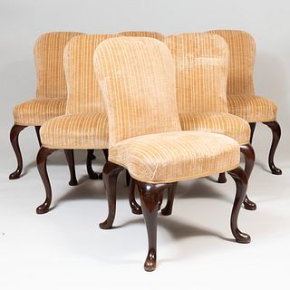 Set of Six Queen Anne Style Mahogany Side Chairs, 20th Century