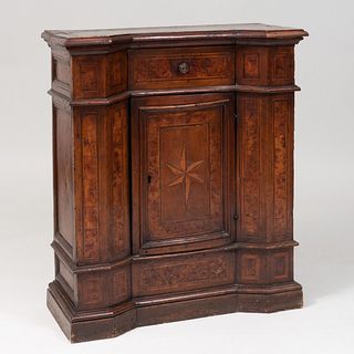 Italian Baroque Walnut and Fruitwood Parquetry Side Cabinet