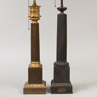 Carcel TÃ´le Columnar Lamp and a Parcel-Gilt TÃ´le Columnar Lamp