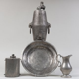 Three Pewter Vessels and a Charger