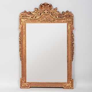 Large Carved Wood and Gilt Metal Over Mantel Mirror