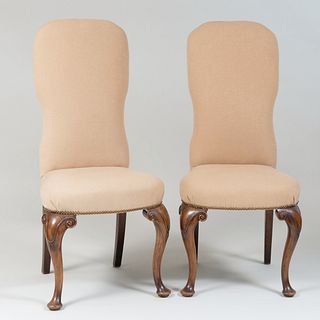 Pair of Queen Anne Style Walnut Side Chairs      