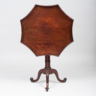 George III Mahogany Tilt-Top Tea Table with Fretwork Gallery