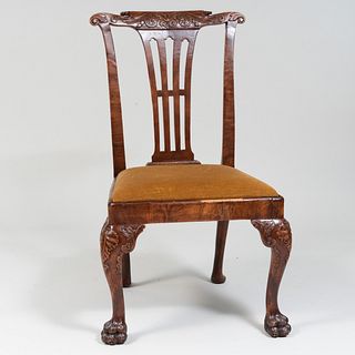 George III Carved Walnut Side Chair