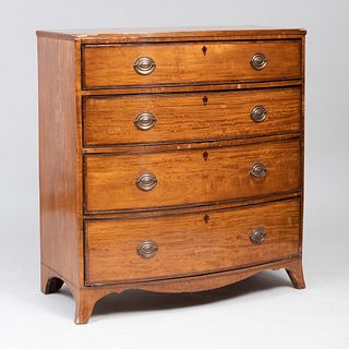 George III Inlaid Satinwood Bow-Fronted Chest of Drawers