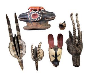 Collection of African Bobo Tribe Wood Masks