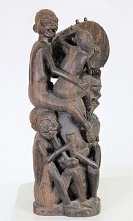 Mahogany Carved Kenyan Maasai Tribe Sculpture