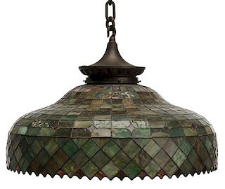 Vintage Leaded Glass Hanging Lamp