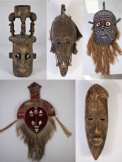 Collection of (5) African Tribal Masks
