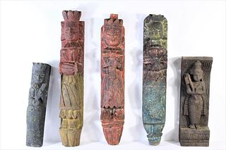 Group of 5 Indonesian Wall Carvings