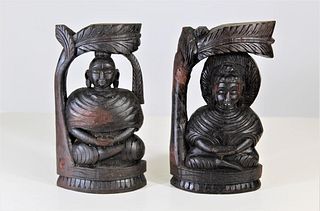 Pair of Tibetan Wood Carvings