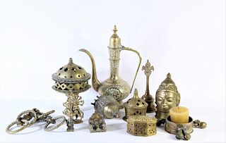 Collection of 12 Brass Indian Pieces