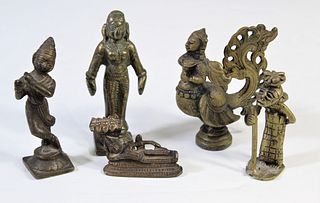 Group of (5) Small Brass Indian Figures