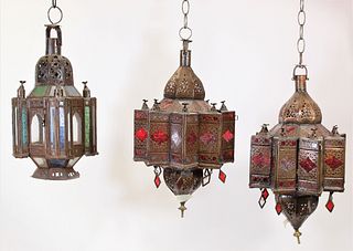 Group of 3 Moroccan Lantern Chandeliers