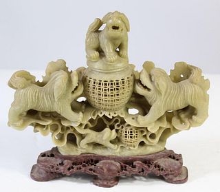 Chinese Soapstone Carved Container