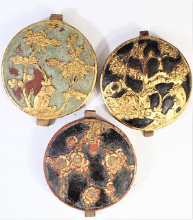 Group of (3) Gilt Chinese Crests