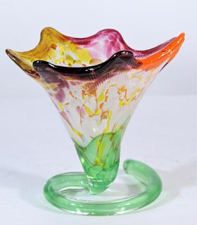 Hand Blown Glass Sculpture of a Flower
