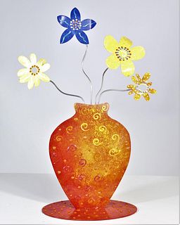 Vibrant Metal Flower Sculpture