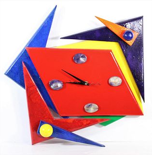 20th Century Signed Abstract Modern Clock