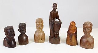 (6) Collection of Carved Wooden Figures