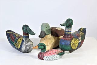 (4) Carved Wooden Duck Decoys