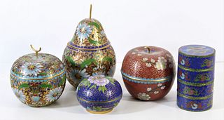 A Collection of Small Cloisonne Containers (5)
