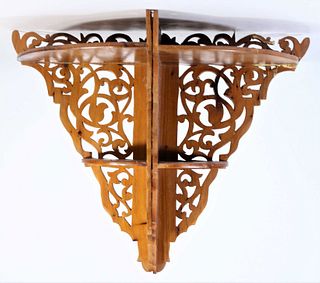 Pair of Corner Shelves with Scrollwork Brackets