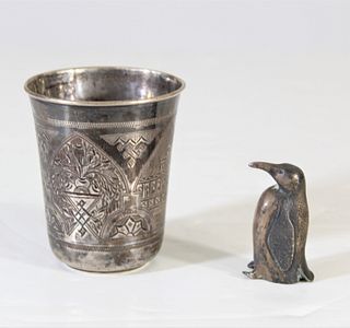 Sterling Silver cup and Penguin